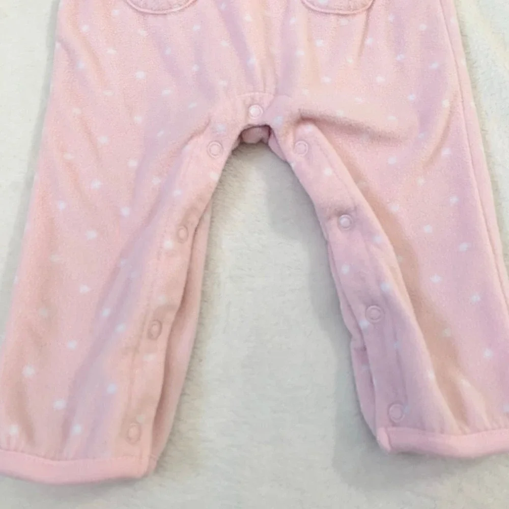 5/$25 Carter's Baby Girl Pink Polka Dot‎ Cat Fleece Sleeper Romper 9 Months
